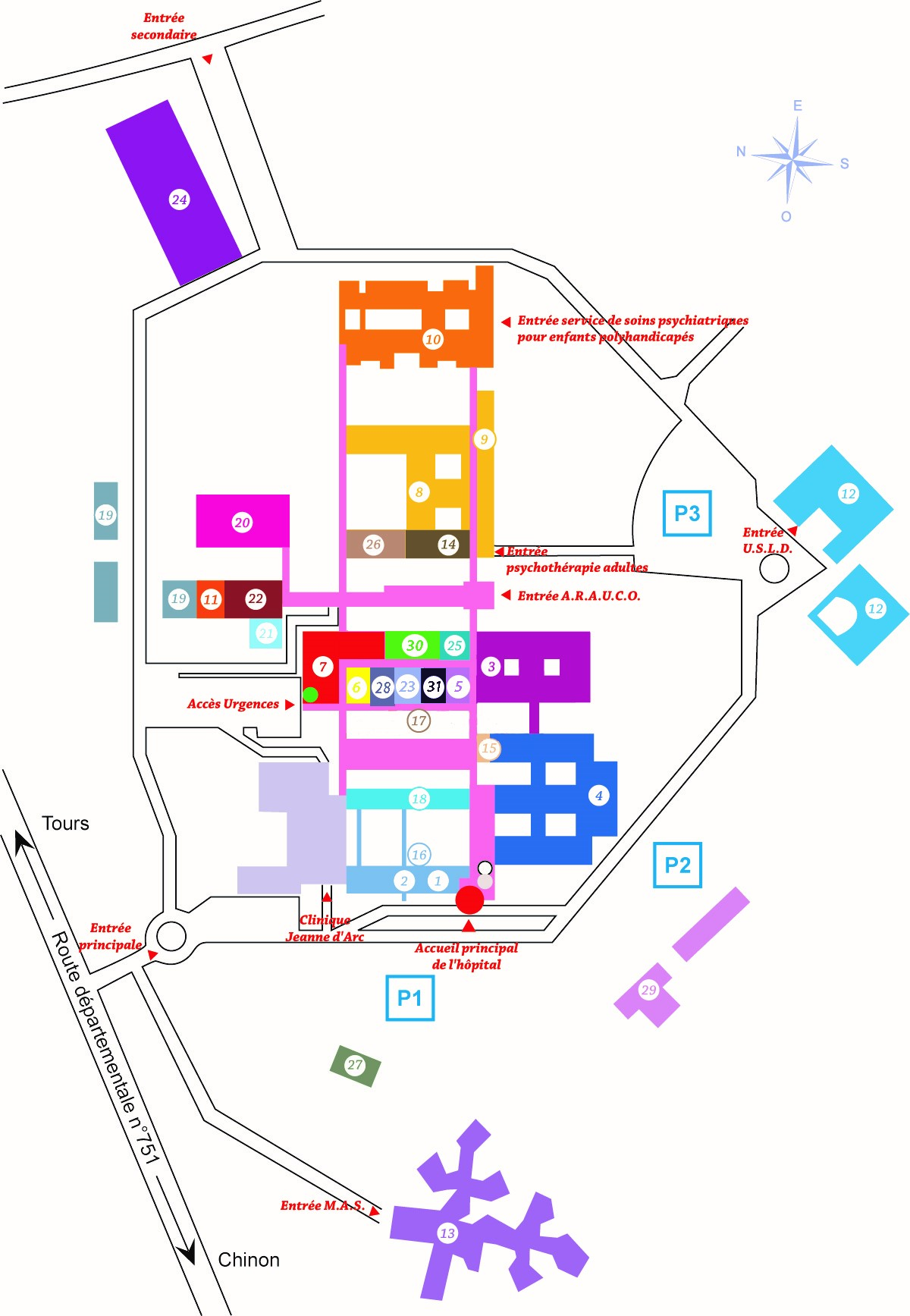 Plan d'accès du site François Rabelais